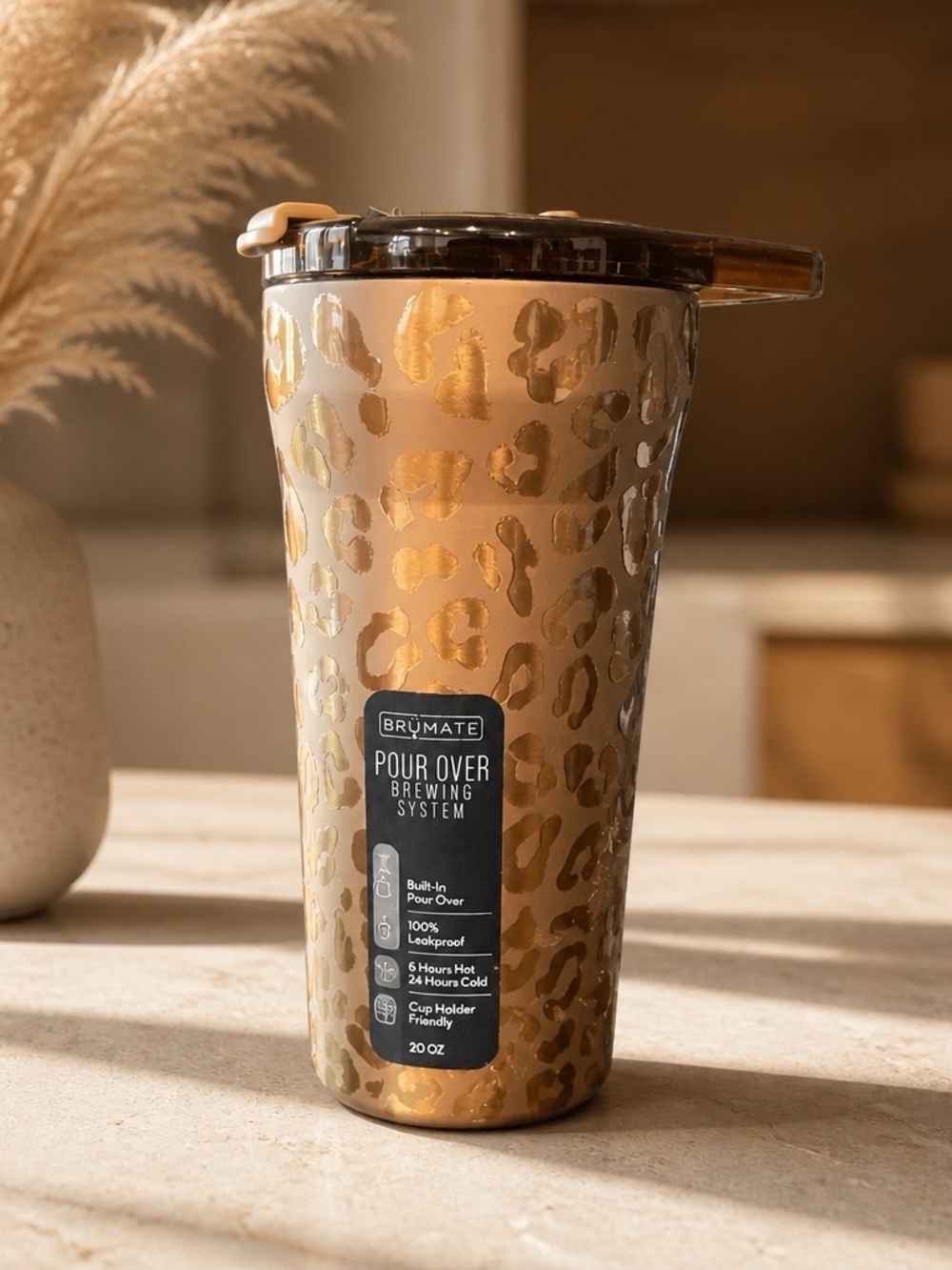BrüMate Gold Leopard Pour Over Tumbler - Gold Leopard